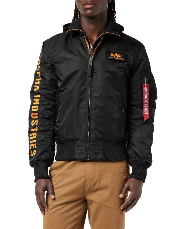 Alpha Industries MA-1 D-Tec SE Bomber Jacket for Men Black/Orange