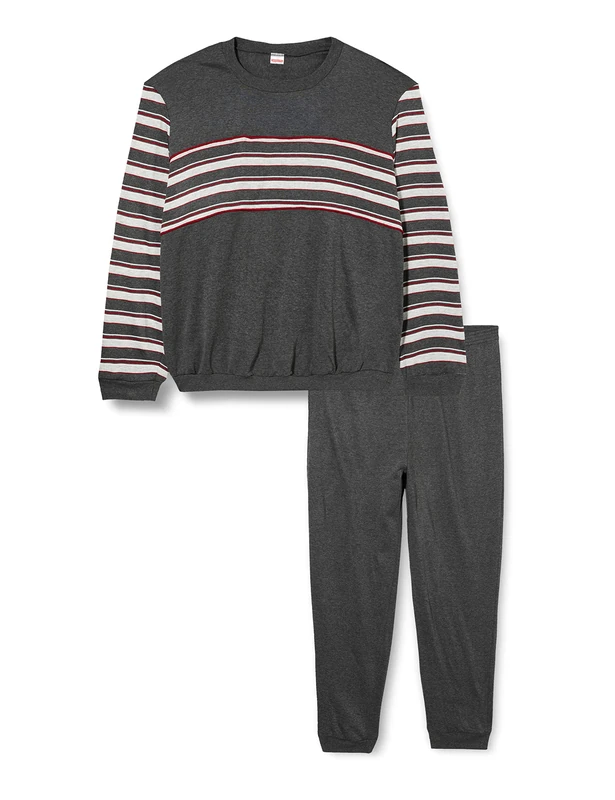 Damart Thermolactyl Fleece Pyjamas, Grey Striped, S