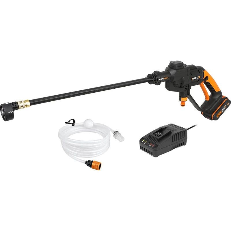 WORX - Hydroshot 20V Cordless High Pressure Washer and Sprayer - 5 Spray Modes - Comes with Battery, Charger, 6m Hose, Long Lance, Multiple Jet Nozzle - WG620E