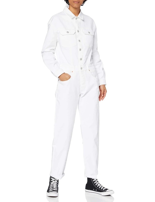 REPLAY Women's W1047 Jumpsuit, 100 Optical White, S