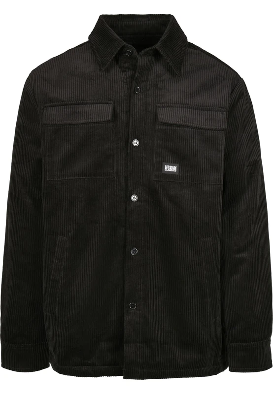 Urban Classics Men's Corduroy Shirt Jackets For Women, black, S UK