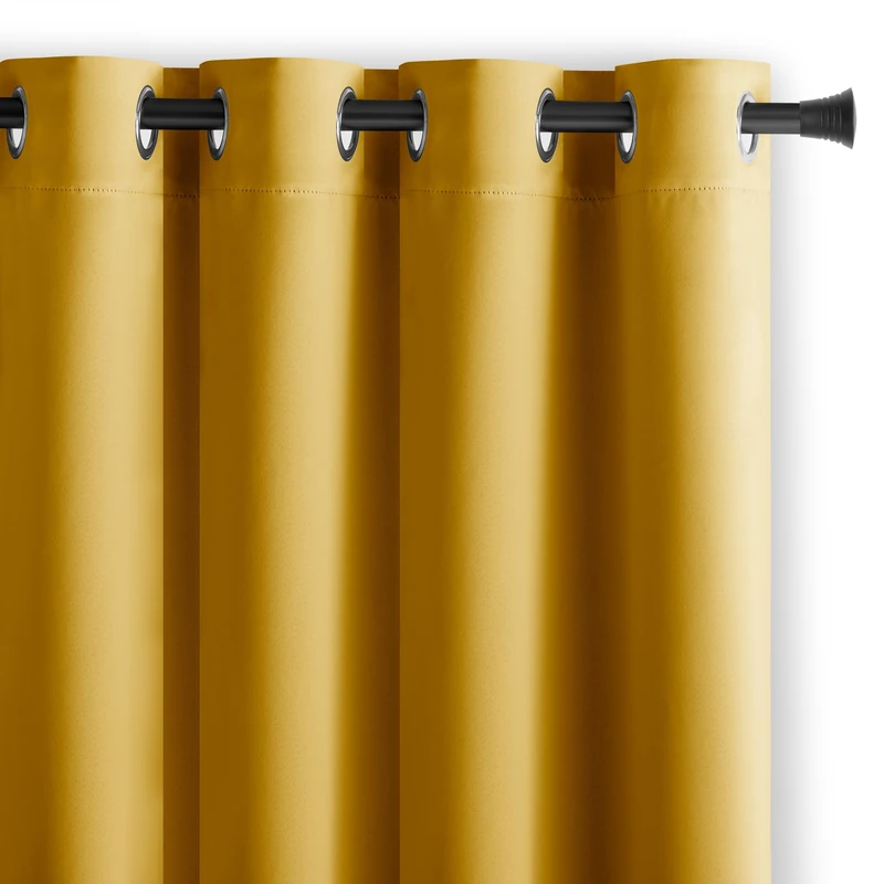 AmeliaHome Blackout Curtain with Eyelets 140 x 270 Polyester Mustard Yellow