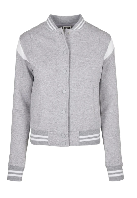 Urban Classics Women's Ladies Organic Inset College Sweat Jacket, Grey/White, XL - Image 1