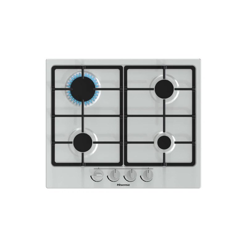Hisense GM643XF Gas Hob with 4 Cooking Zones, Width 60 cm, Cast Iron Grills, Integrated Ignition, Anti Imprint Stainless Steel