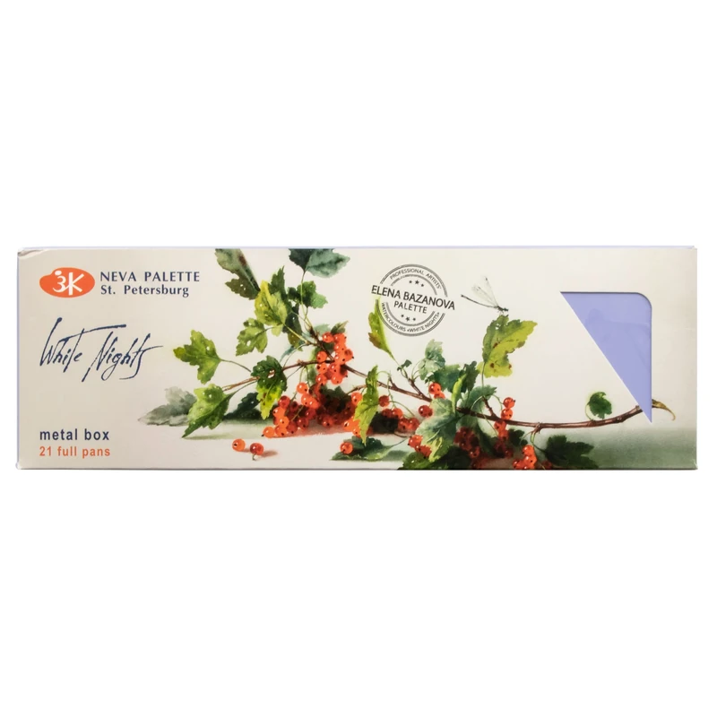 Honsell 80119 White Nights Watercolour Box Special Edition Bazanova with 21 Whole Bowls High-Quality Russian Watercolour Paint, High Brilliance and Luminosity, Colourful, Colours
