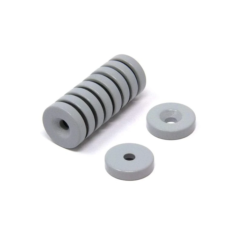 PTFE Spray Coated Neodymium Magnet for Using to Attract Fragile or Easily Marked Surfaces - 26mm dia x 6mm thick x 6mm Countersink - 6kg Pull - South - Pack of 10