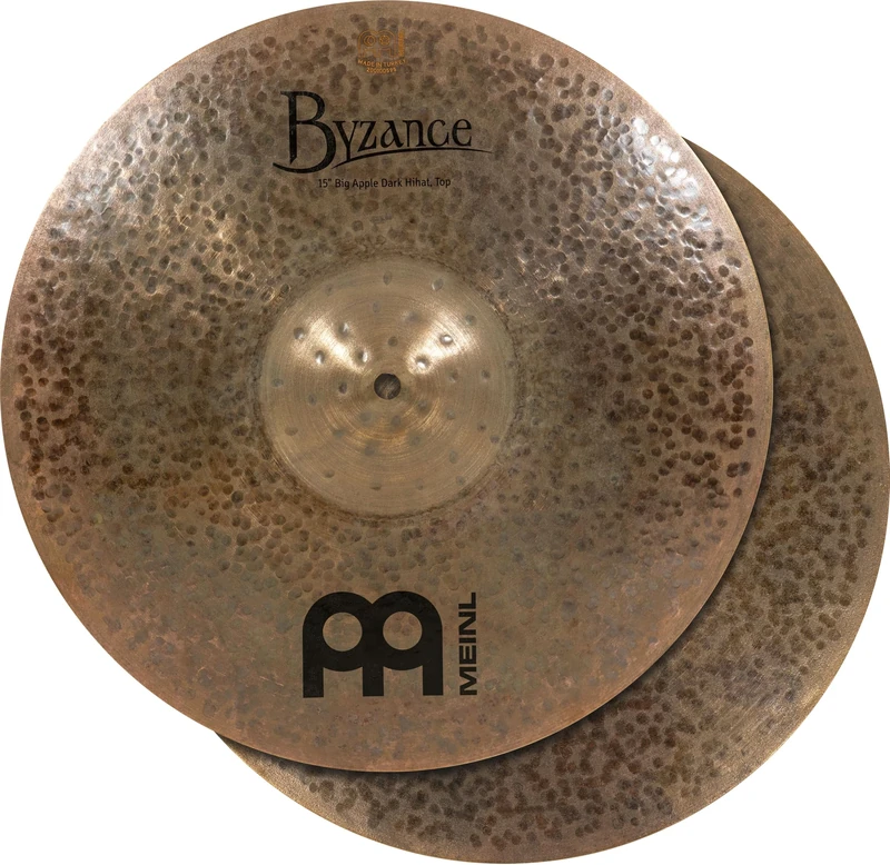 Meinl Cymbals Byzance Dark B. Apple Dark Hihat Cymbal 15 inch (Video) for Drum Kit (38,10cm) - Pair - B20 Bronze, Dark Finish (B15BADAH)