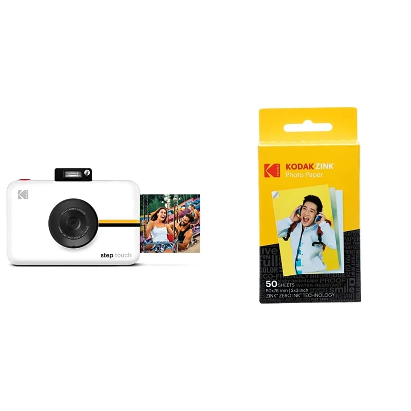 KODAK Step Touch Instant Camera with 3.5” LCD Touchscreen Display (White) Paper Bundle - Image 1
