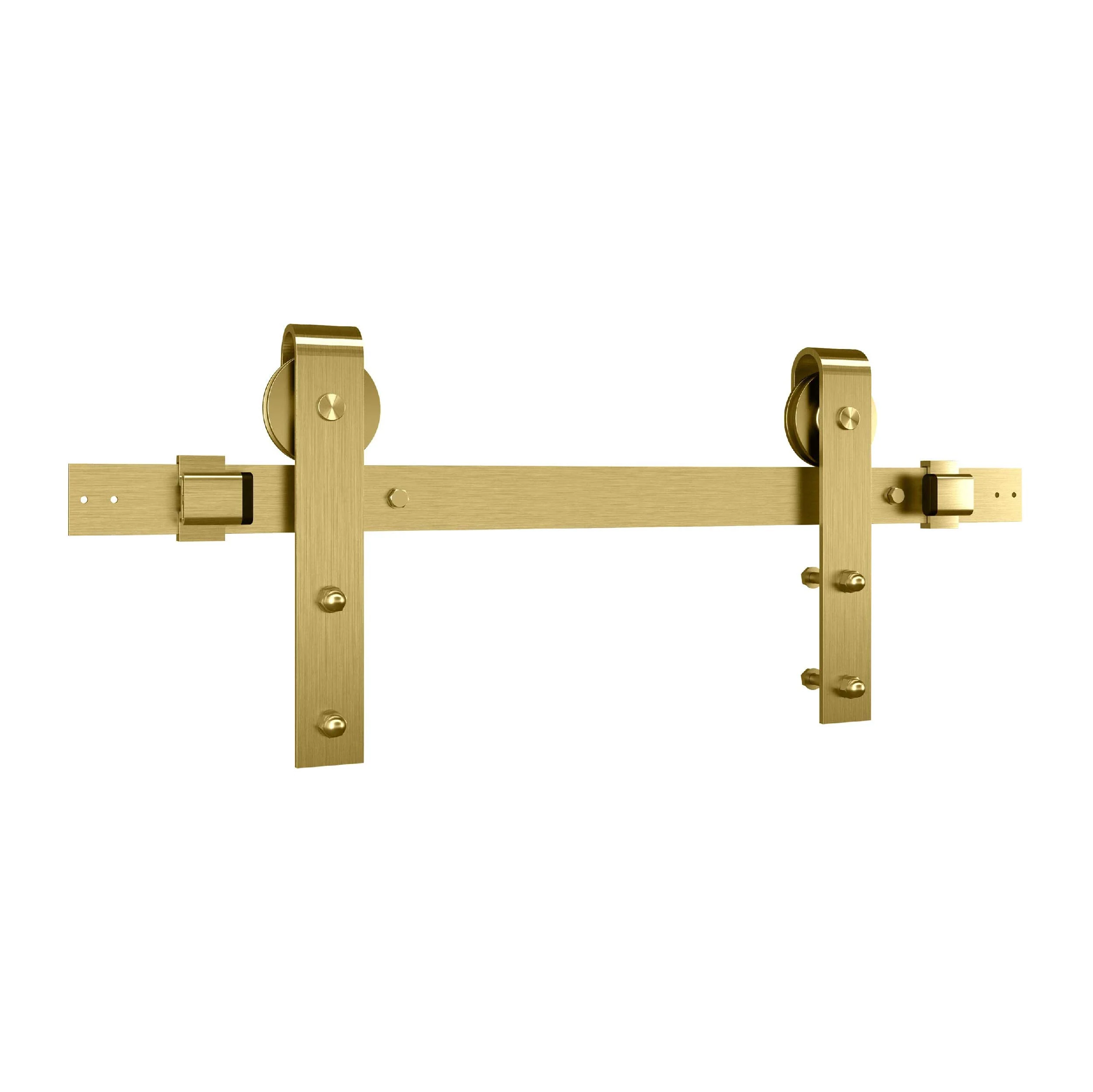 National Hardware N700-006 Interior Sliding Barn Door Hardware One Piece Designer Kit with Soft Close, 72 in, Brushed Gold