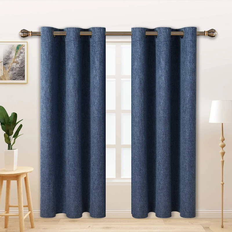 LORDTEX Linen Look Textured Blackout Curtains with Thermal Insulated Liner