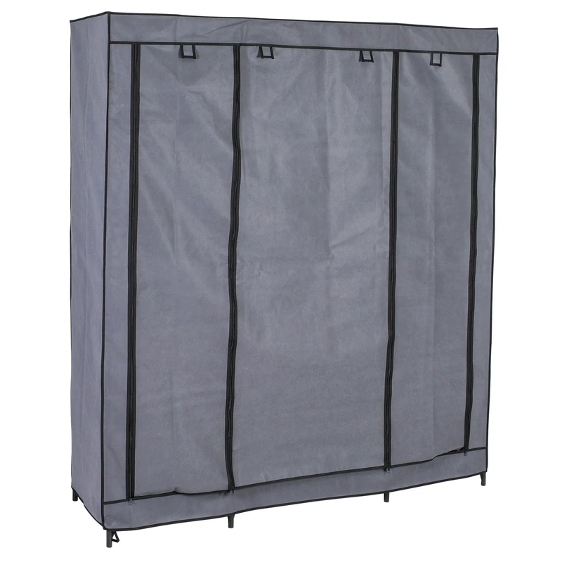 axentia XXL Wardrobe Approx. 150 x 175 x 45 cm Grey/Black