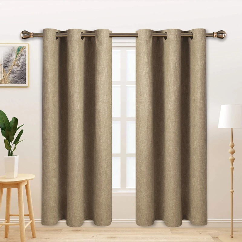 LORDTEX Linen Look Textured Blackout Curtains with Thermal Insulated Liner