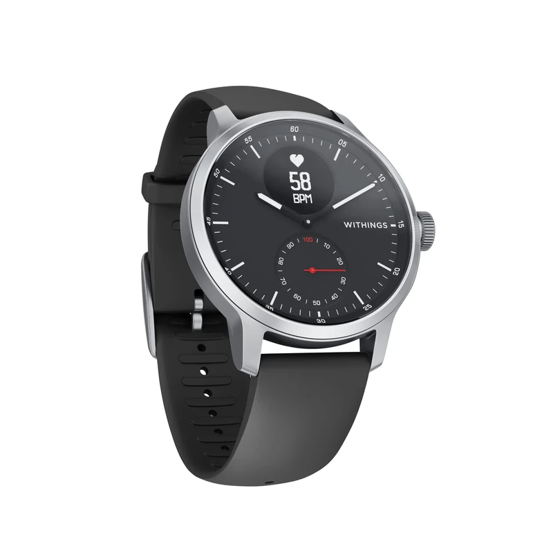 Withings ScanWatch – Hybrid Smart Watch with ECG, Heart Rate, Oximeter - 30 Day Battery Life - Smart Watches for Women, Smart Watch for Men, Fitness Tracker - Android & iOS,Black,42mm