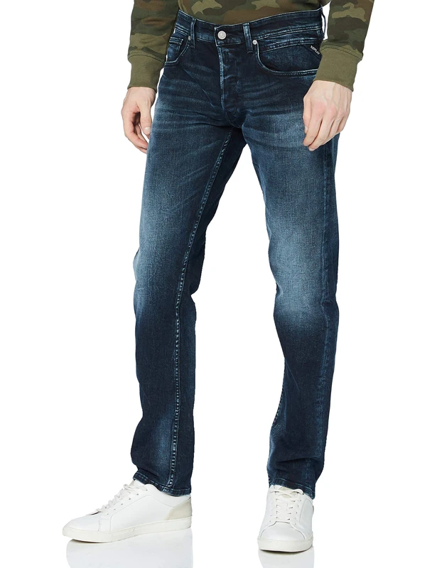 REPLAY Men's Grover Organic Cotton Jeans, 0072 Dark Blue, 28 W/34 L
