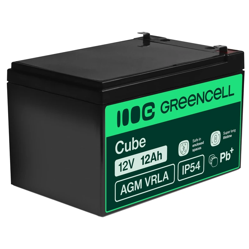 Green Cell AGM 12V 12Ah VRLA Lead Battery Lead Battery Replacement Battery Gel Battery Cycle Resistant Unmanned Toy Electric Toy Alarm Emergency Power Children's Vehicles Children's Quad Black AGM07
