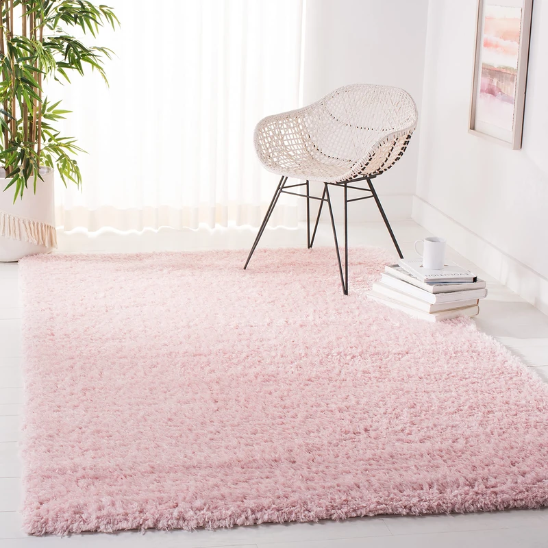 SAFAVIEH Shag Rug for Living Room, Dining Room, Bedroom - Madrid Shag Collection, Short Pile, in Blush, 91 X 152 cm - Image 1