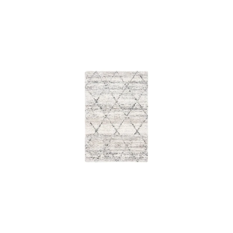 SAFAVIEH Shag Rug for Living Room, Dining Room, Bedroom - Fontana Shag Collection, Short Pile, in Grey and Ivory, 91 X 152 cm