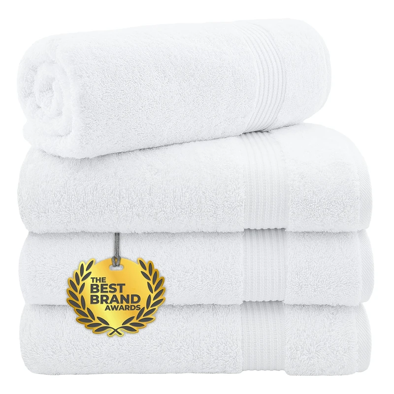 Cotton Paradise Bath Towels, 100% Turkish Cotton 27x54 inch 4 Piece Bath Towel Sets for Bathroom, Soft Absorbent Towels Clearance Bathroom Set, White Bath Towels
