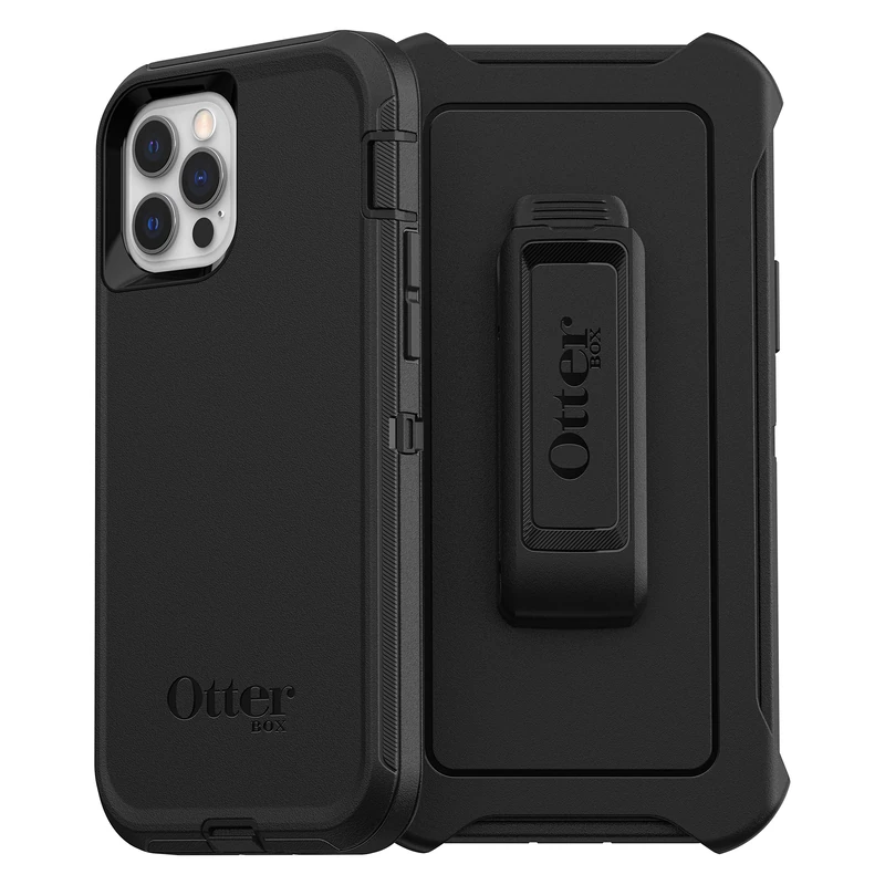 OtterBox Defender Case for iPhone 12 / iPhone 12 Pro, Shockproof, Drop Proof, Ultra-Rugged, Protective Case, 4x Tested to Military Standard, Black, No Retail Packaging