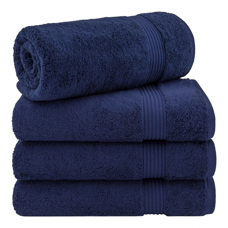 Cotton Paradise 4 Piece Turkish Bath Towels for Bathroom, 100% Cotton Extra Large Soft Plush Towels Bathroom Set, Navy Blue