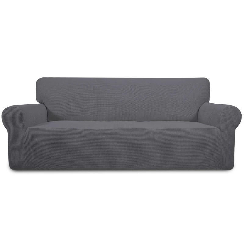 Easy-Going Stretch Oversized Sofa Slipcover 1 Piece Sofa Cover Furniture Protector Soft with Elastic Bottom for Kids Polyester Spandex Jacquard Fabric Small Check Grey