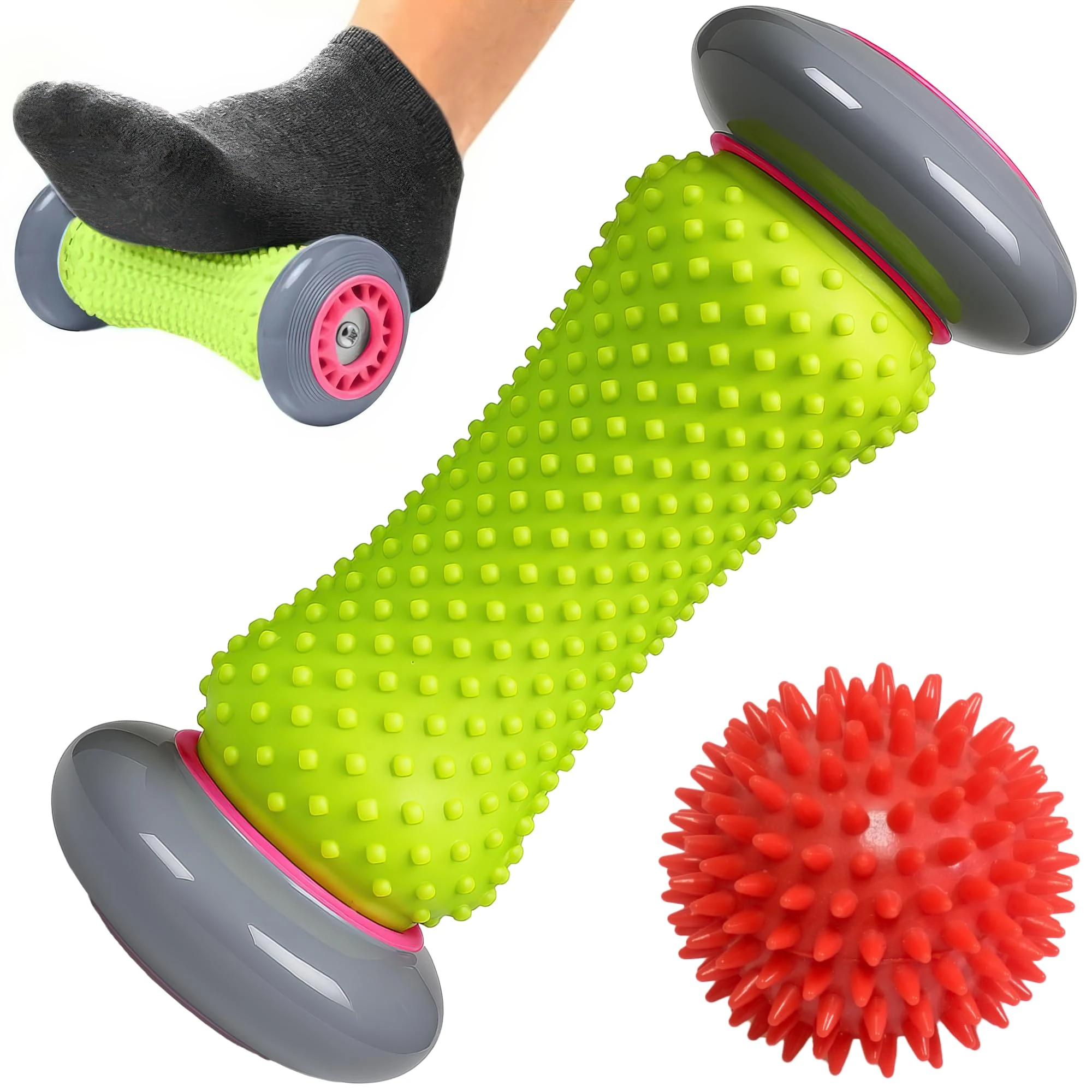 ROMIX Foot Massage Roller, Deep Tissue Trigger Point Muscle Roller Stick to Relieve Pain and Stress Plantar Fasciitis Recovery Therapy Tool Foot Massager for Tight Muscles, Feet, Hands, Arms, Legs