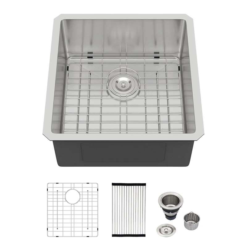 Logmey 17x19 Undermount Bar Sink,16 Gauge Heavy-Duty Stainless Steel Handmade Small Kitchen Sink,17x19x9 Single Bowl Utility Sink for RV & Prep Station