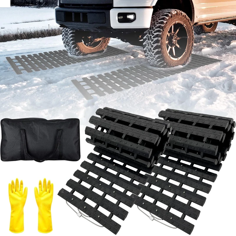 BASHIK Portable Recovery Traction Mat Tracks for Car/Truck in Mud, Snow, Ice，Sand Emergency Strong Grasping Strength W:10.6” X L:39.5” off road accessories