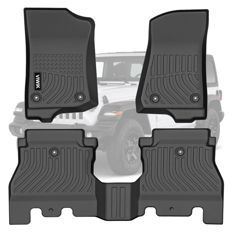 VIWIK All Weather Floor Mats fit for 2018-2024 Jeep Wrangler JL Unlimited 4 Door (Not for JK or 4XE), Car Mats All season Protection Custom Floor Liners Include 1st and 2nd Row Front & Rear, TPE Black