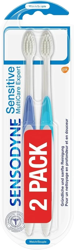 SENSODYNE Sensitive MultiCare Expert Twin Pack Soft Toothbrush Specially Designed for People with Pain Sensitive Teeth, Pack of 2