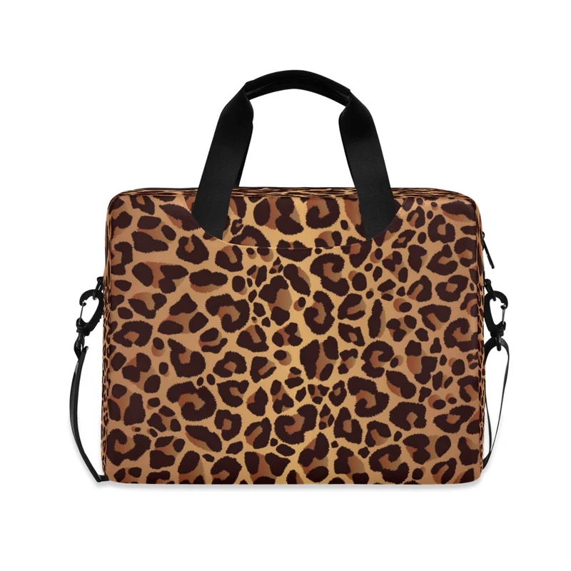 Laptop Case Animal Leopard Print Laptops Sleeve Shoulder Messenger Bag Briefcase Notebook Computer Tablet Bags with Strap Handle for Women Man Boys Girls 16 Inch, Leopard, 15.7 x 3 x 11.8 in