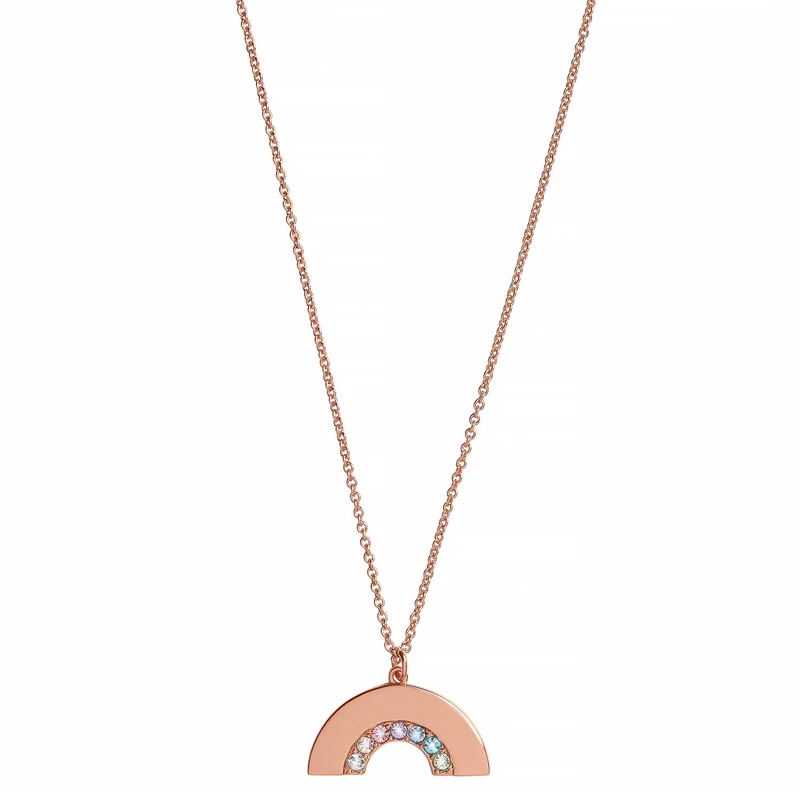 Olivia Burton Women's Rainbow Collection Pendant Necklace in Rose Gold Embellished with Crystals - OBJRBN03