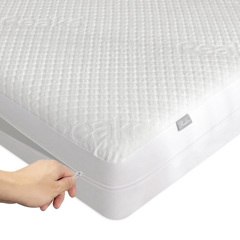 King Size Bamboo Mattress Protector with Zipper - 100% Waterproof Zippered Mattress Cover - Soft & Cooling Noiseless Bed Mattress Covers - Top Removable Mattress Encasement 10-12" Deep