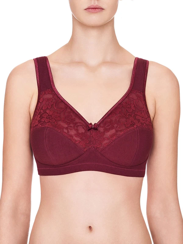 Susa Women's Bra Without Underwire, Basic Women's Bra with Stitched Cups and Anatomically Shaped Underbust Band, Optimal Support, Rubyred/Twilight, 46C