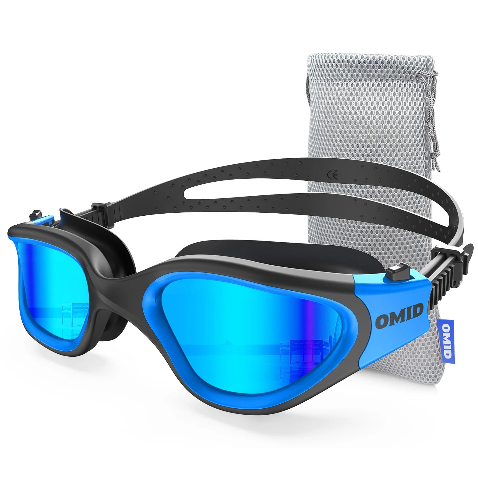 OMID Swim Goggles, P2 Polarized Patent & Upgrade Anti-Fog Anti-UV No Leakage Swimming Goggles for Adult Men Women Youth (A1-Polarized-BlackBlue)