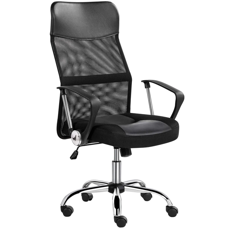 Yaheetech Executive Office Chair Adjustable Computer Desk Chair High Back Swivel Mesh Chair with Armrests Back Support for Home Office, Black