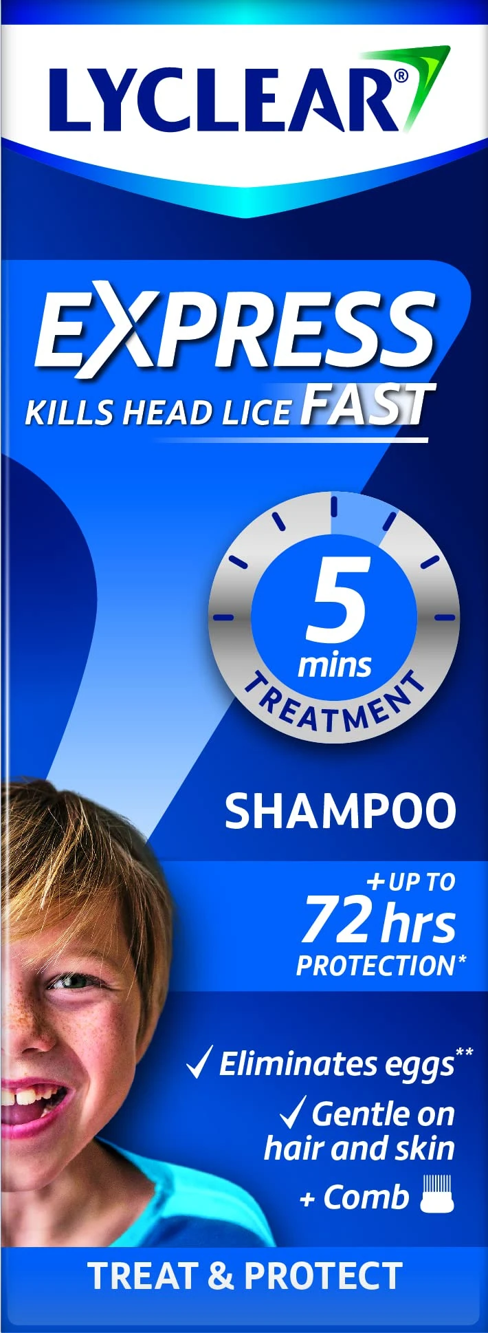 Lyclear Express Treat & Protect Shampoo - Kills Head Lice & Eggs – Effective in Just 5 minutes on Head Lice - Helps Protect for up-to 72 Hours* & Washes Hair – 200ml Shampoo Format