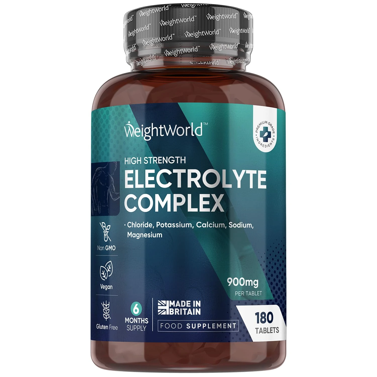 WeightWorld Electrolyte Complex 930mg | 6 Months Supply | 180 Electrolyte Tablets | Includes Magnesium, Chloride, Potassium, Calcium & Sodium | Vegan, Unflavoured & Non-GMO Hydration Tablets