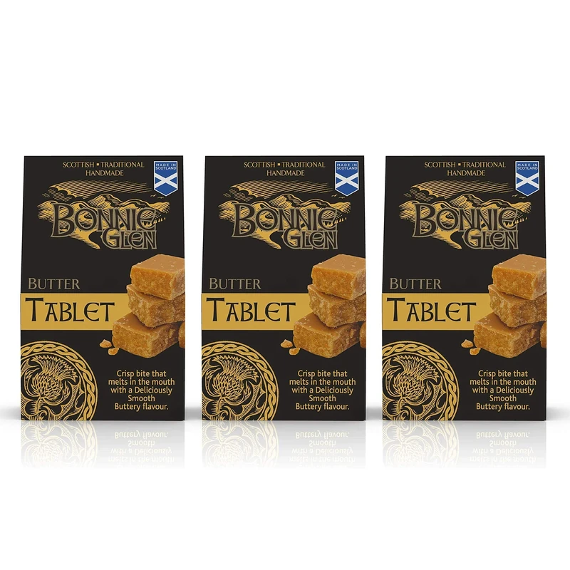 Bonnie Glen - Handmade Traditional Scottish Tablet - Pouch x 3 Pack, Artisanal Premium Quality Ingredients Delicious Flavour Great Gift Idea Luxury Confectionery Vegetarian - 3x150g - Image 1