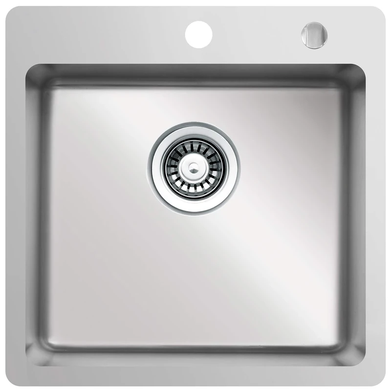 Respekta Chicago Stainless Steel Sink / 1 Basin Built-in Sink in 50 x 50 cm/Stainless Steel Sink Suitable for Base Cabinets from 50 cm Wide