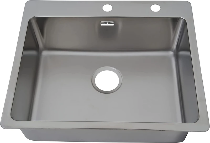 Respekta Chicago Stainless Steel Sink / 1 Basin Built-in Sink 60 x 50 cm/Stainless Steel Sink Suitable for Base Cabinets from 60 cm Wide