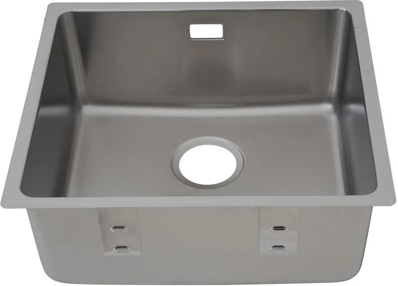 Respekta Detroit Stainless Steel Sink / 1 Bowl Built-in Sink in 49 x 44 cm/Stainless Steel Sink Suitable for Base Cabinets from 50 cm Wide