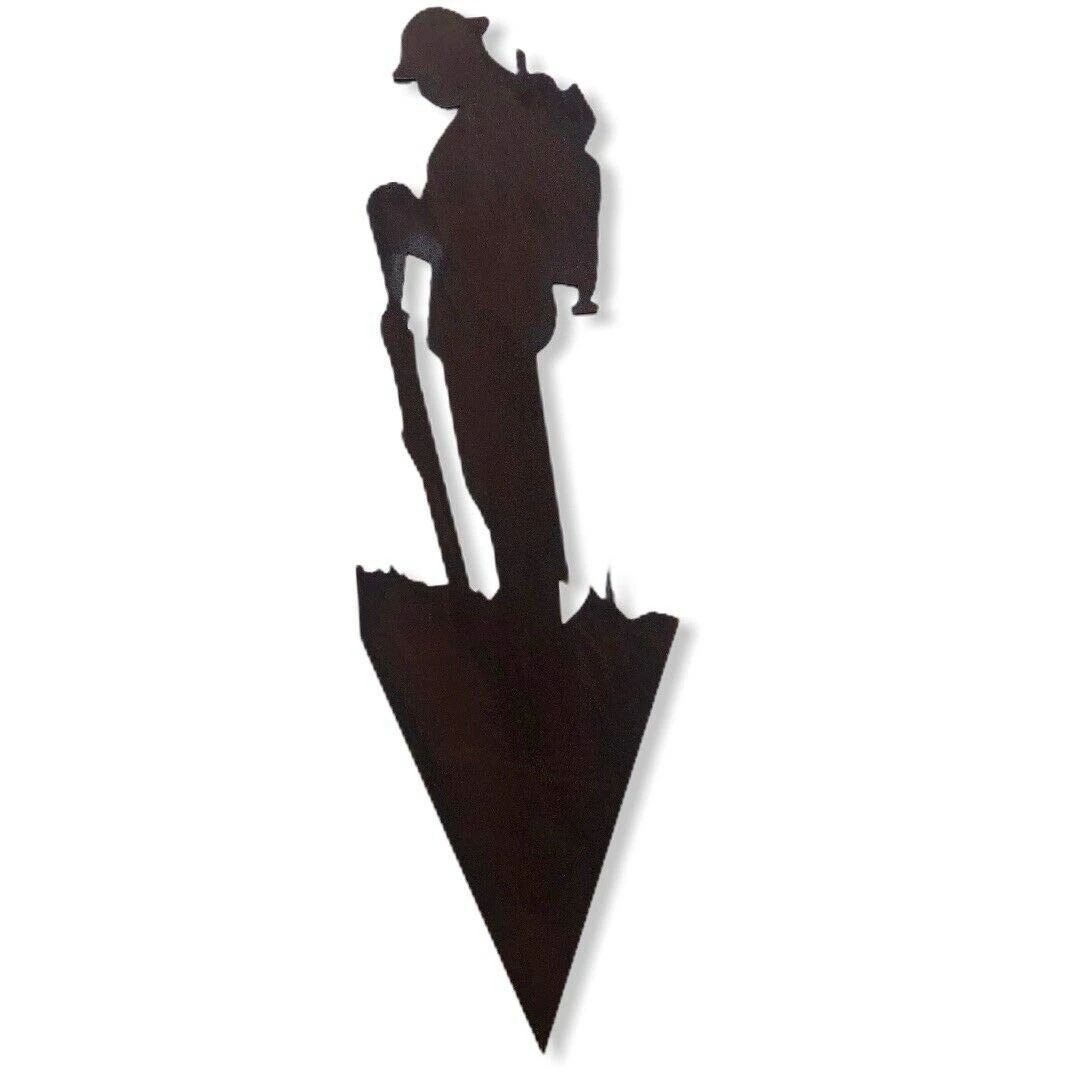 Rusty Metal Soldier Decoration, Tribute, Lest We Forget Display, Rememberance, Garden Feature, Lawn Art, Garden Statue, Army Silhouette, Gift For Veteran, Gift for Him Her