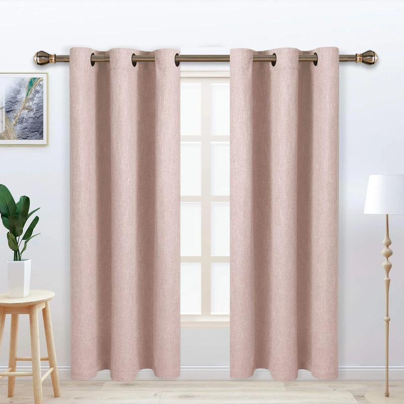 LORDTEX Linen Look Textured Blackout Curtains with Thermal Insulated Liner