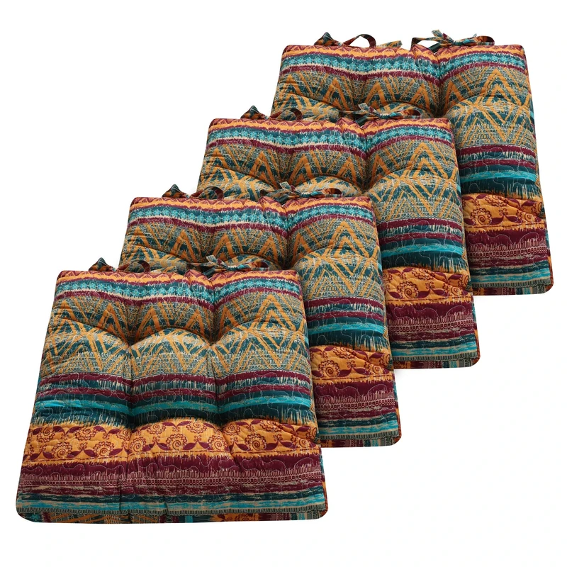 Greenland Home Triple-Cushioned Chair Pad, 4 Count (Pack of 1), Southwest - Image 1