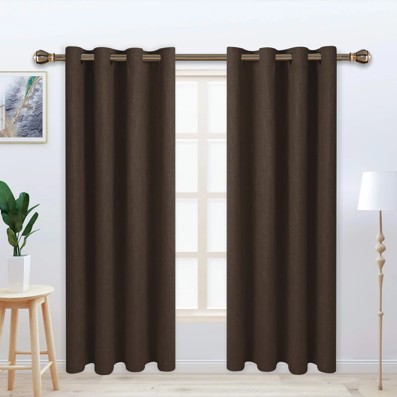 LORDTEX Linen Look Textured Blackout Curtains with Thermal Insulated Liner
