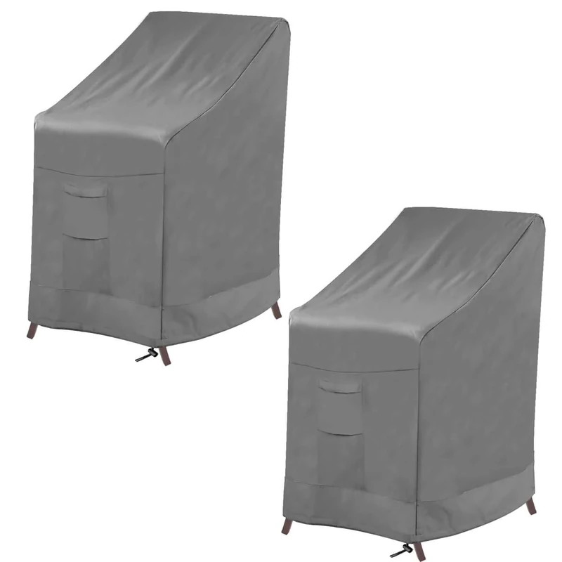 Vailge Stackable Patio Chair Cover,100% Waterproof Outdoor Chair Cover, Heavy Duty Lawn Patio Furniture Covers,Fits for 4-6 Stackable Dining Chairs,2 Pack-36"Lx28"Wx47"H,Grey