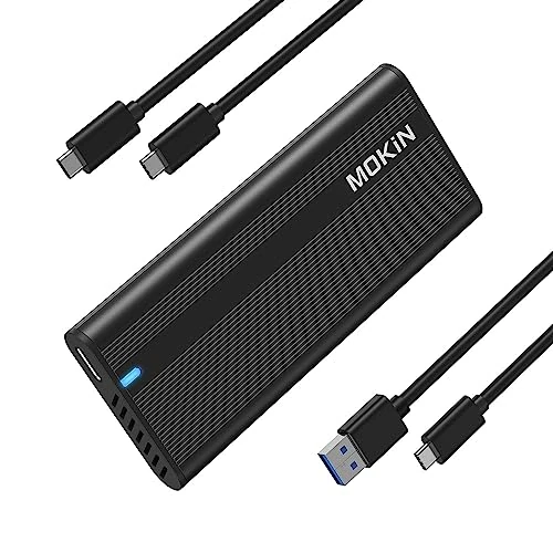 MOKiN M.2 NVMe SATA SSD Enclosure Adapter Tool-Free,USB C 3.2 Gen 2 10Gbps M.2 NVMe,6Gbps SATA PCIe M-Key(B+M Key), NVMe M.2 Enclosure Support UASP Trim for 2242/2260/2280 SSD