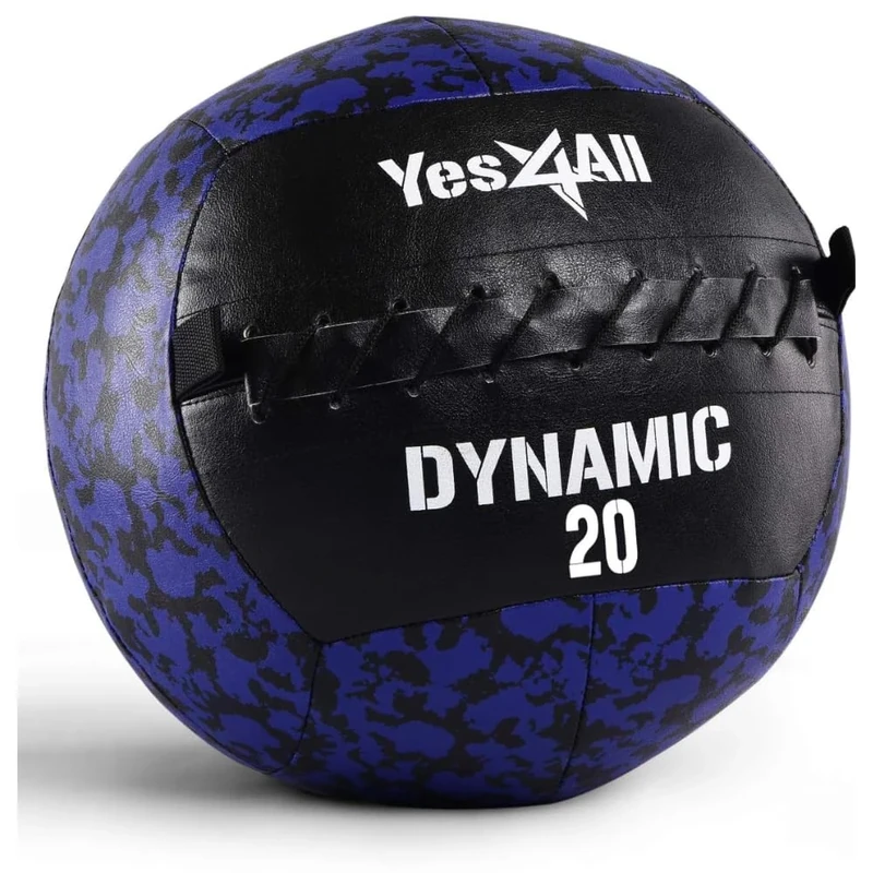 Yes4All B42T 9 kg Dynamic Wall Ball/Soft Medicine Ball, Wall Med Ball for Full Body Workout and Strength Exercise, Camuflaje azul marino