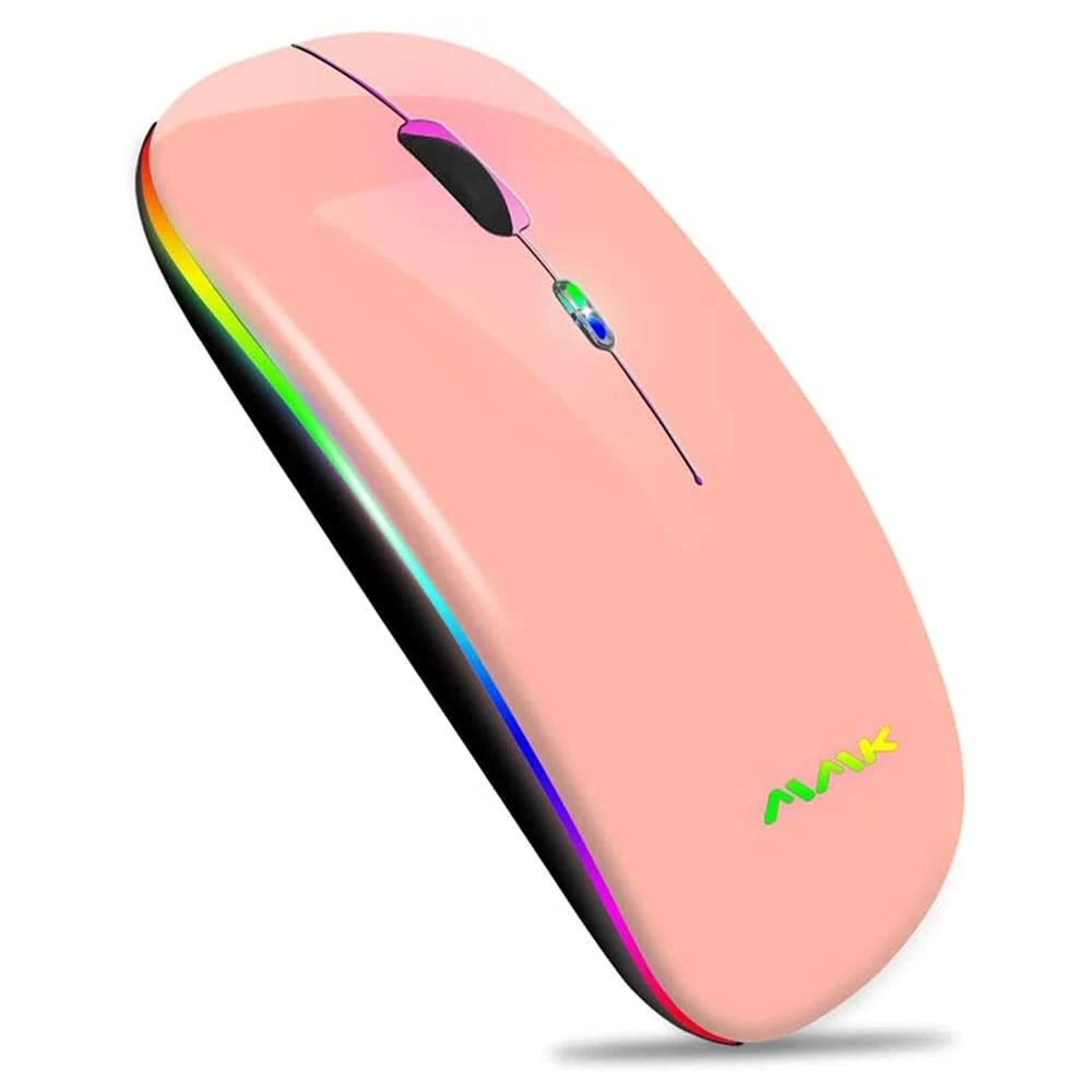 Wireless Bluetooth Mouse, Slim Mouse 2.4G Portable USB Optical Wireless Mice, LED Rechargeable Dual Mode(Bluetooth 5.0 and 2.4G Wireless) Mouse for Laptop, PC, Mac OS , Android , Windows （champagne)